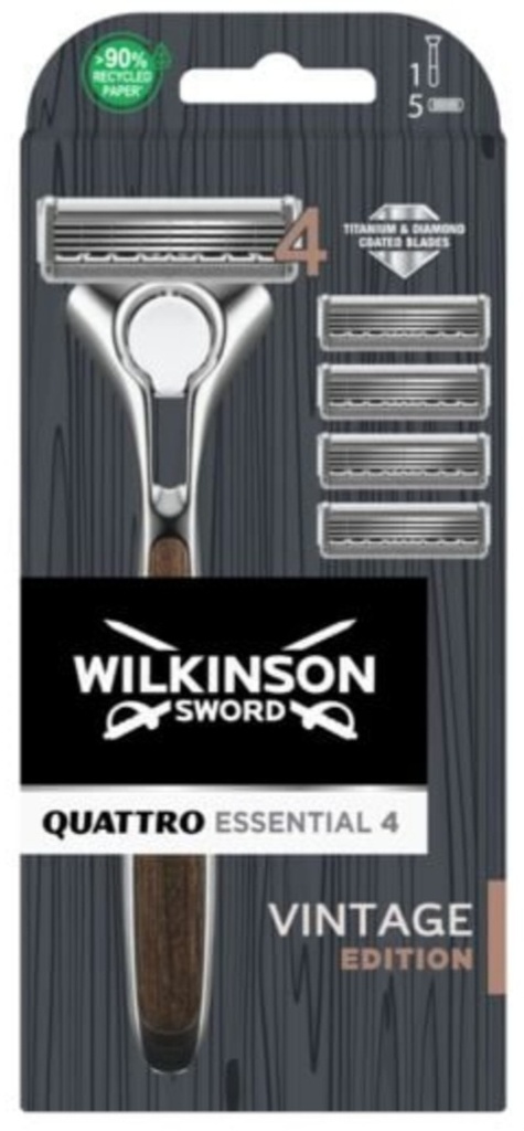 Rasoir Vintage Quattro essential 4 Wilkinson 5 Lames