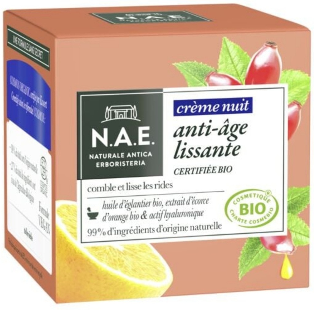 Crème Visage Nuit Anti-Rides Bio lissante N.A.E 50ml