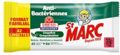 Lingette Nettoyante Nettoie Désinfecte Et Assainit Anti-Bactérienne ST MARC x42