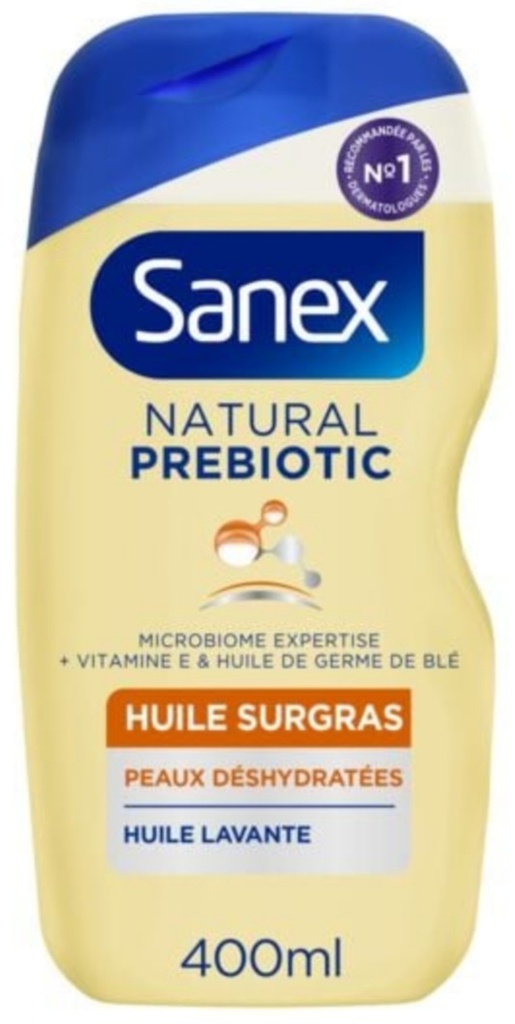Gel Douche Surgras Peaux Très Sèches Natural Prebiotic SANEX 400ml