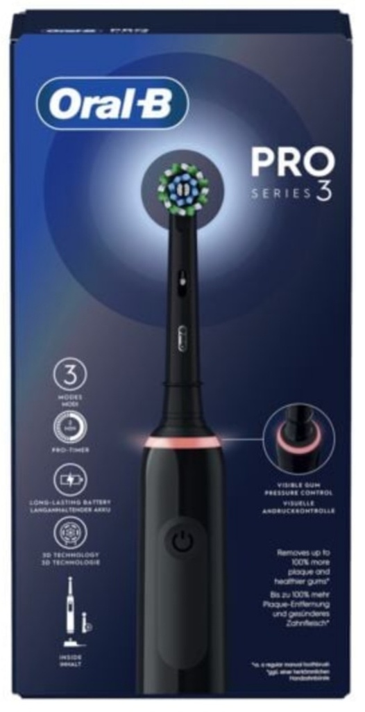 Brosse À Dent Électrique Noire Pro 3 3000 Cross Action ORAL B