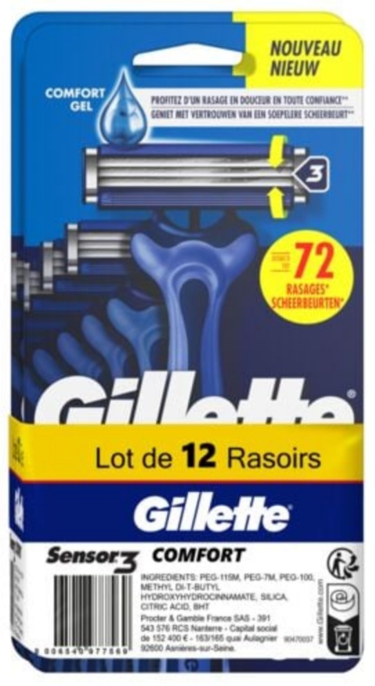 Rasoirs Jetables Sensor3 Comfort GILLET TE lot de 12