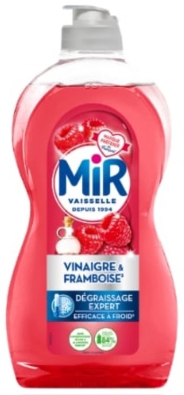 Liquide Vaisselle Vinaigre et Framboise Dégraissage Expert à Froid MIR 450ml