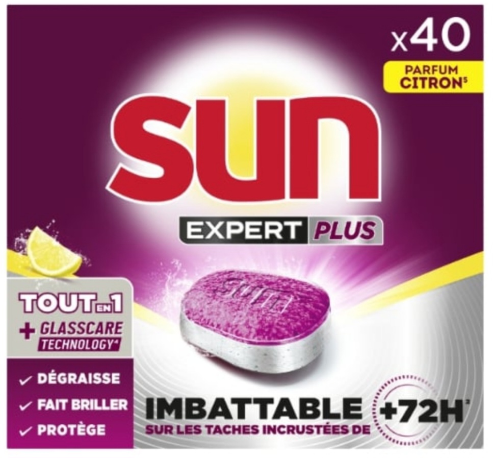 Capsules lave-vaisselle imbattable Sun tout en 1 expert plus x40