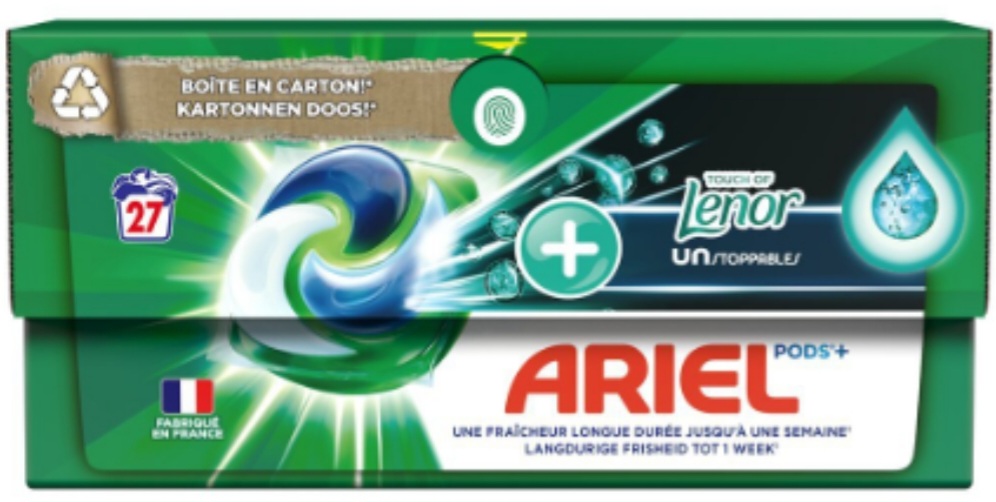 Lessive capsules Ariel Allin1 pods + Lenor unstopabbles x27