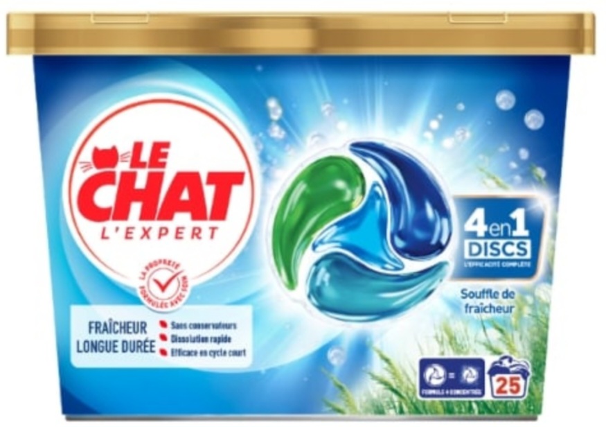 Capsules Lessive 4en1 Discs Souffle de fraîcheur LECHAT x25
