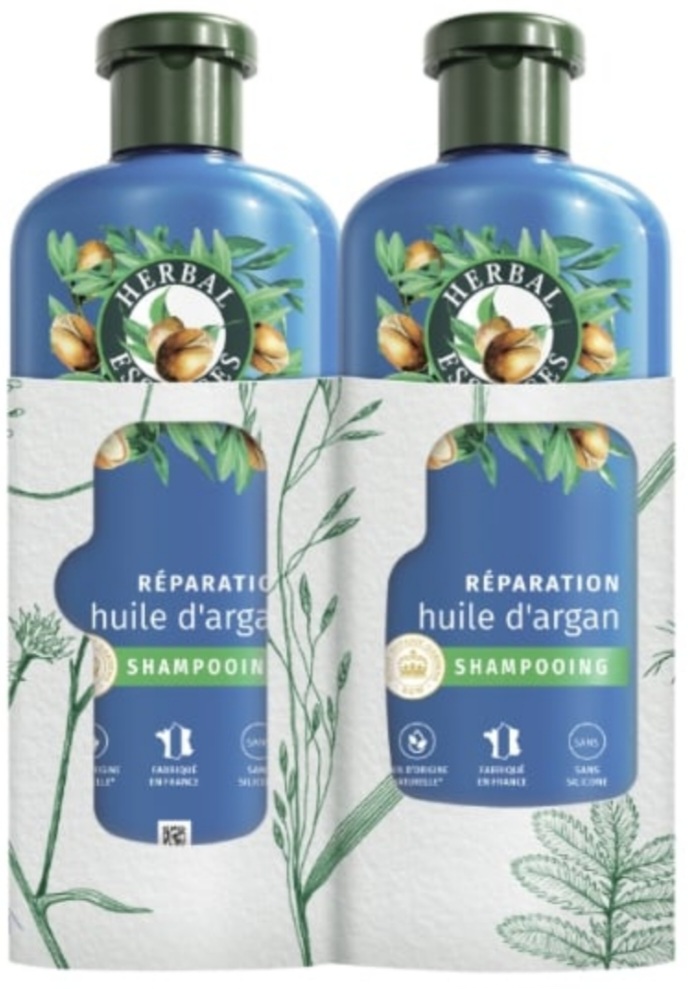 Shampooing à l'Huile d'Argan reparation HERBAL ESSENCES 2x250ml