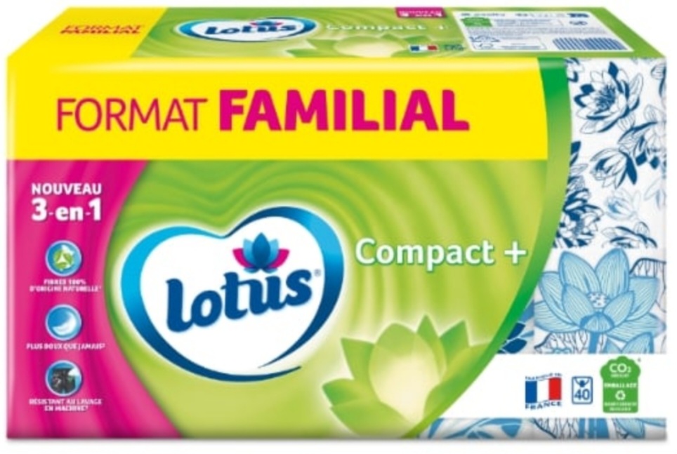 Etuis Mouchoirs Format Familial Compact+ LOTUS 40 étuis