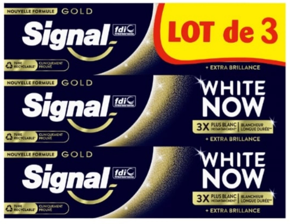 Dentifrice Extra Brillance White Now Gold SIGNAL 3x75ml