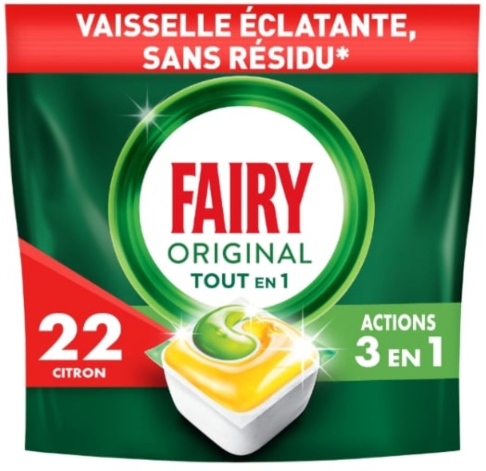Fairy tablette lave-vaisselle tout en 1 Citron x22