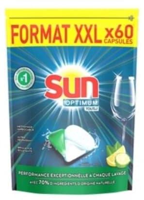 Capsules lave-vaisselle Sun optimum tout en 1 citron x60