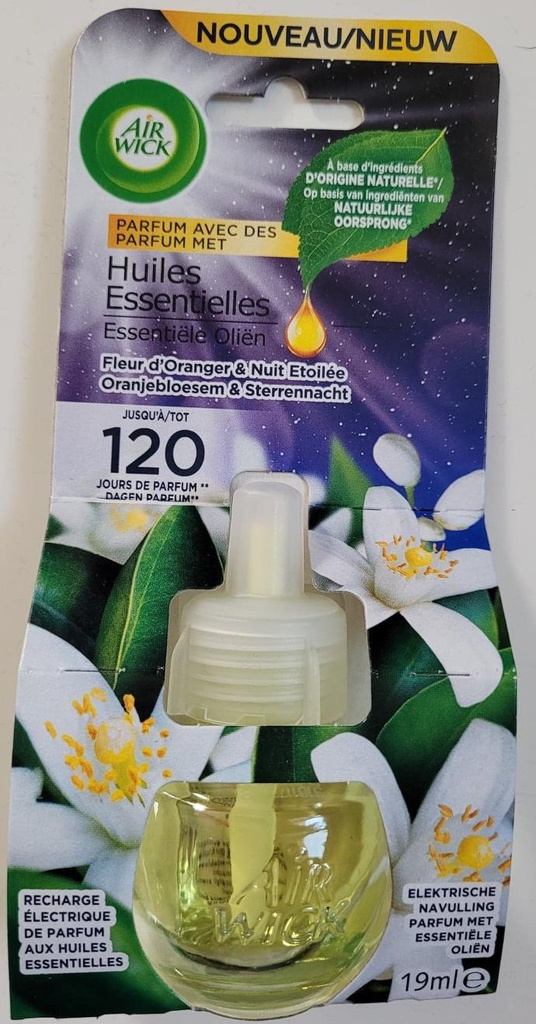 Recharge electrique de parfum aux huiles essentielles Fleur d'Oranger & nuit étoilée Air Wick