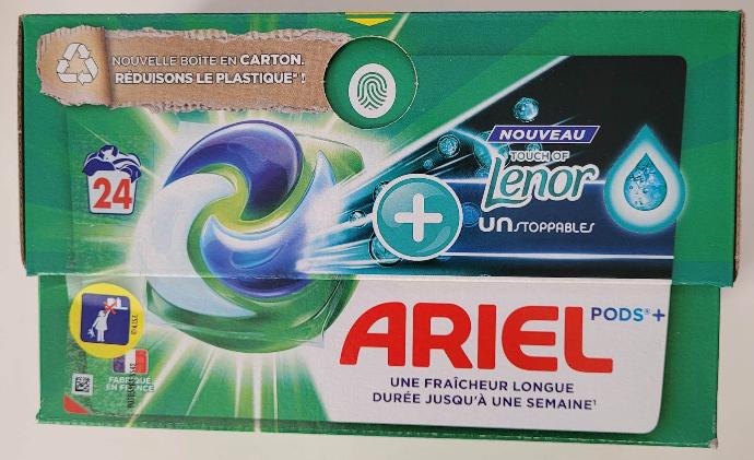 Lessive capsules Ariel Allin1 pods + Lenor unstopabbles x24