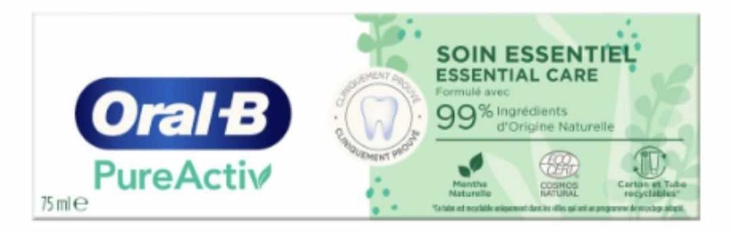 Dentifrice Oral-B PurActiv soin essentiel 75ml