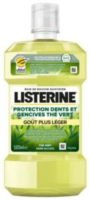 Bain De Bouche Listerine protection dents et gencives thé vert Gout plus léger 500ml