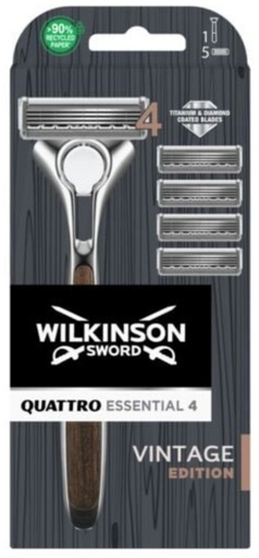 Rasoir Vintage Quattro essential 4 Wilkinson 5 Lames