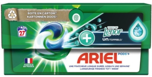 Lessive capsules Ariel Allin1 pods + Lenor unstopabbles x27