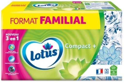 Etuis Mouchoirs Format Familial Compact+ LOTUS 40 étuis