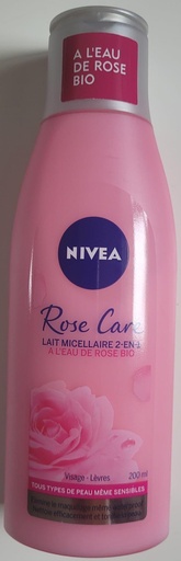 Lait demaquilhante Micellaire 2 en 1 Rose care bio Nivea 200ml