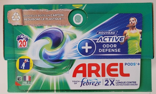 Lessive capsules Ariel+ active odor défense x20