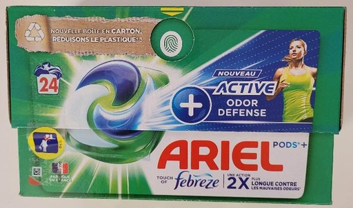 Lessive capsules Ariel+ active odor défense x24