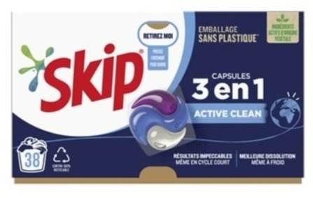 Lessive Capsules Skip 3 En 1 Active clean X38