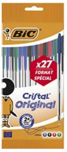 Stylo à bille BIC Cristal original assortis x27