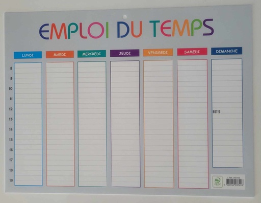 Emploi du temps multicolore 29.5x22cm Exacompta